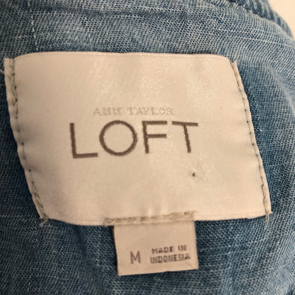 Ann Taylor Loft Chambray Bomber Jacket Size M - Picture 5 of 8